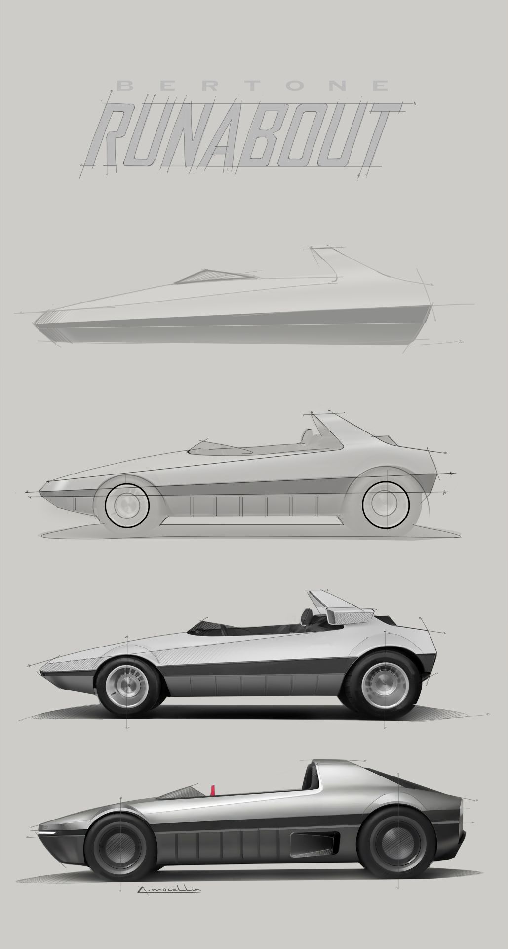 Bertone Runabout Side View Press Sketches Andrea Mocellin 2025